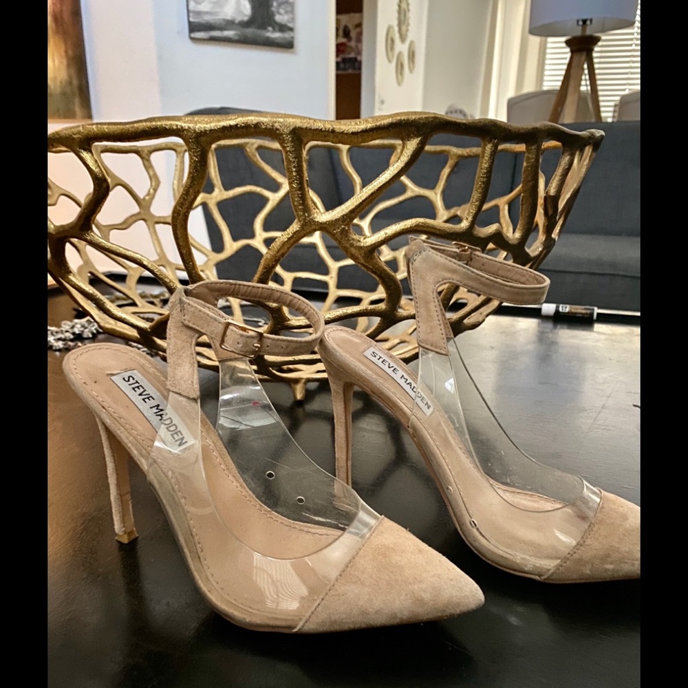 Steve Madden clear/tan heels